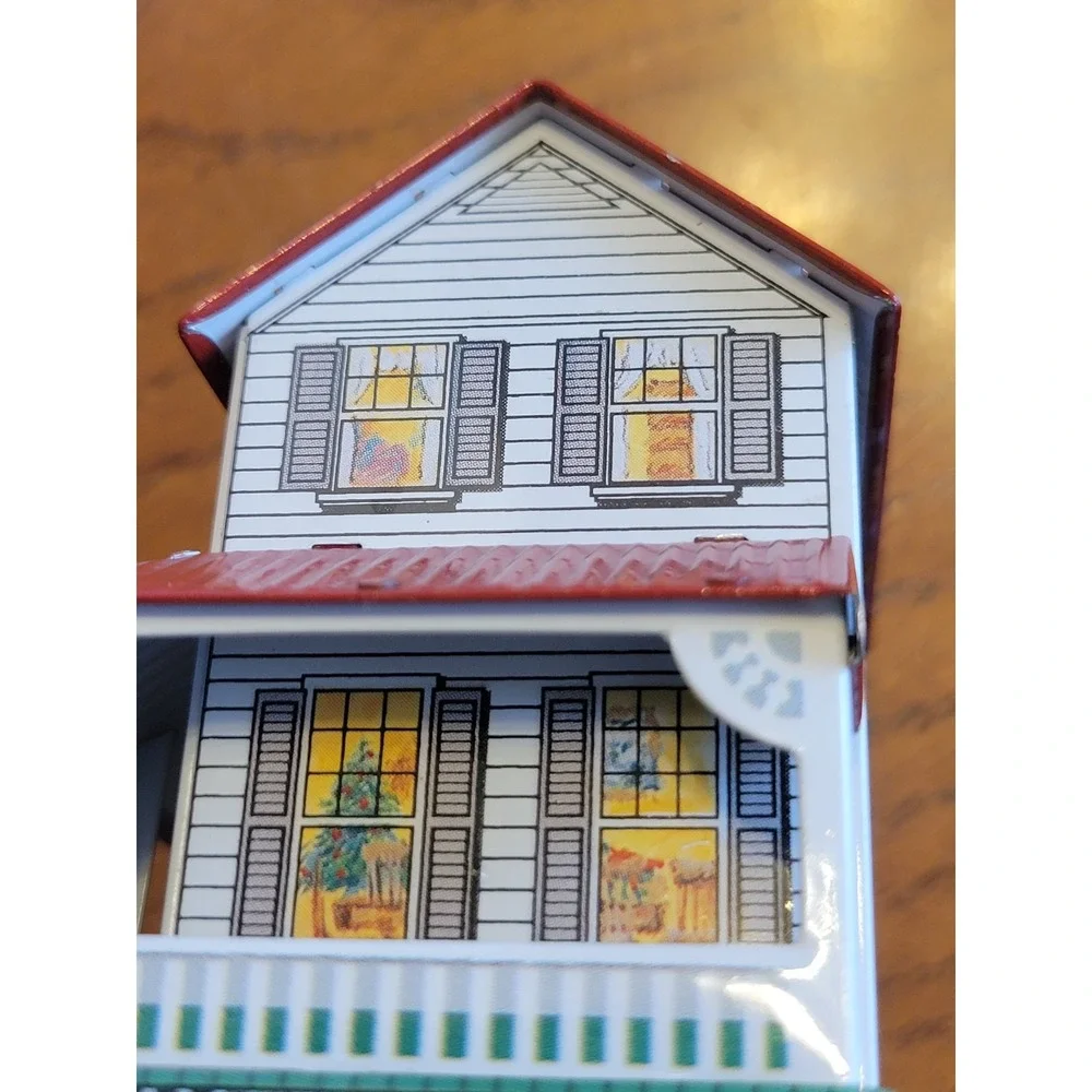 Hallmark Ornament 1999 Tin House Farmhouse Cottagecore Christmas Decor White Red